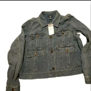 Chaps Jean Jacket Ladies Size L NWT Pockets